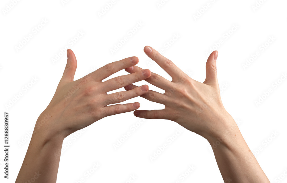 Female hands with well-groomed, polished nails gently intertwined, showcasing beauty, skincare, and wellness. Symbolizing nail care, elegance, and self-care. Isolated on white background. Female hands with well-groomed, polished nails gently intertwined, showcasing beauty, skincare, and wellness. Symbolizing nail care, elegance, and self-care. Isolated on white background.