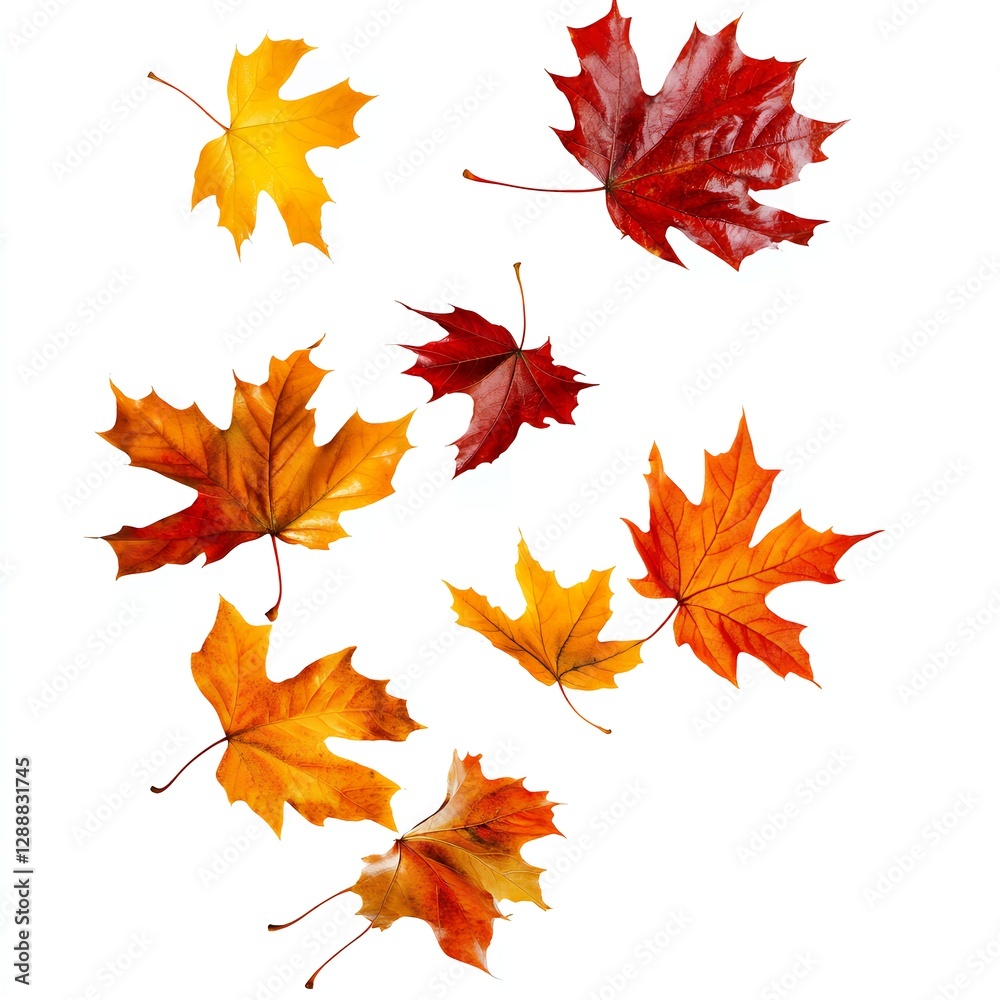 Vibrant Autumn Maple Leaves Falling Isolated on White Background Perfect for Seasonal Designs Vibrant Autumn Maple Leaves Falling Isolated on White Background Perfect for Seasonal Designs