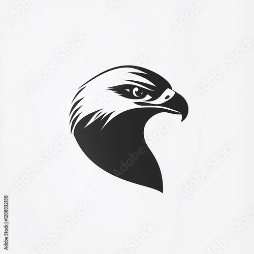 Minimalist black and white falcon head logo design on a white background. The sharp and sleek lines emphasize strength, power, and elegance, making it ideal for branding or sports logos.
