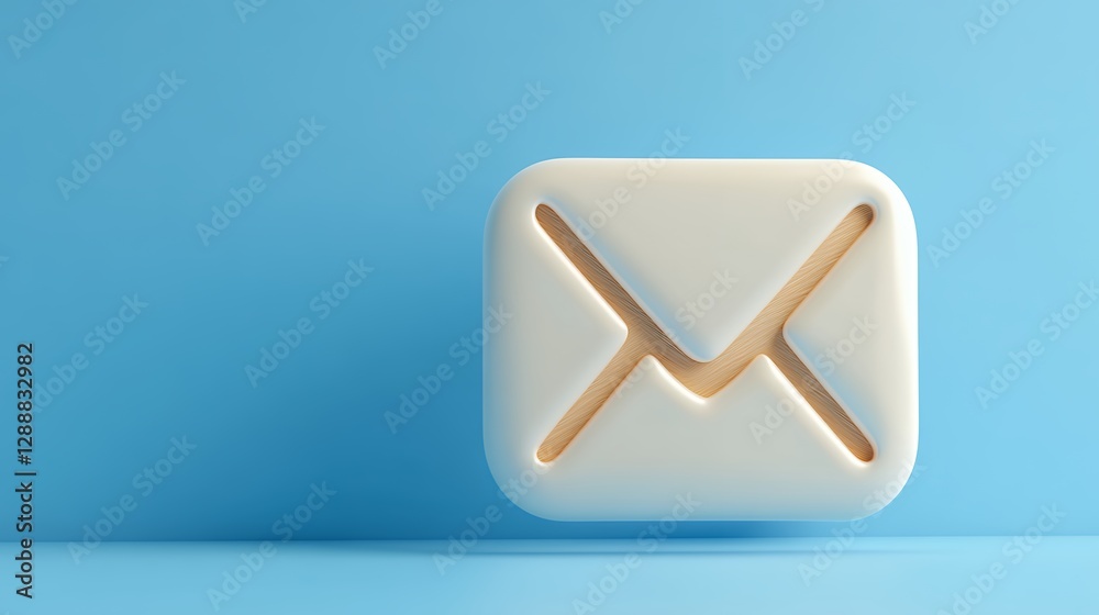 3D Email Icon On Light Blue Background 3D Email Icon On Light Blue Background