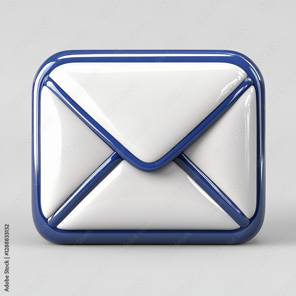 3D Email Icon On Light Grey Background