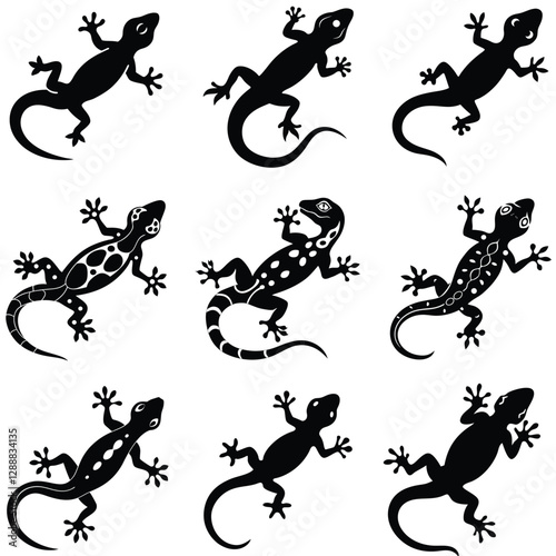 lizard silhouettes set