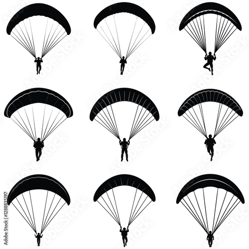 Set of Paragliding silhouette