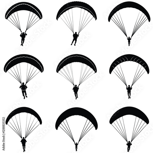 Set of Paragliding silhouette