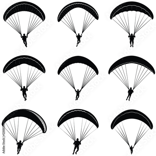 Set of Paragliding silhouette