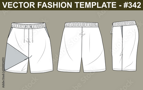 REGULAR FIT SHORT FLAT SKETCH FASHION TEMPLATE TECHNICAL DRAWING ILLUSTRATION