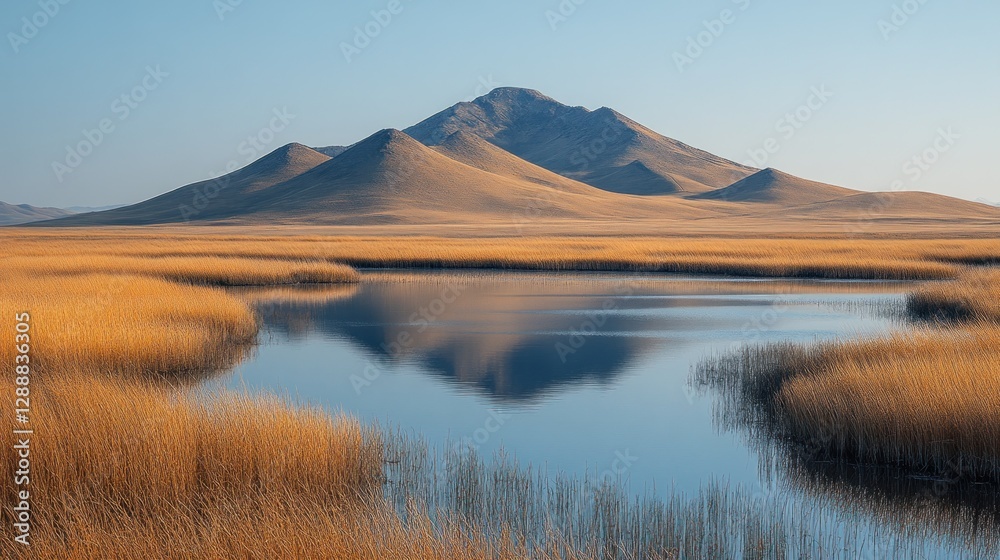 Calm Desert Lake Reflection Mountains Calm Desert Lake Reflection Mountains