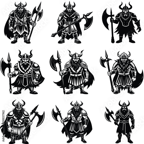 Set of Viking Warrior silhouette