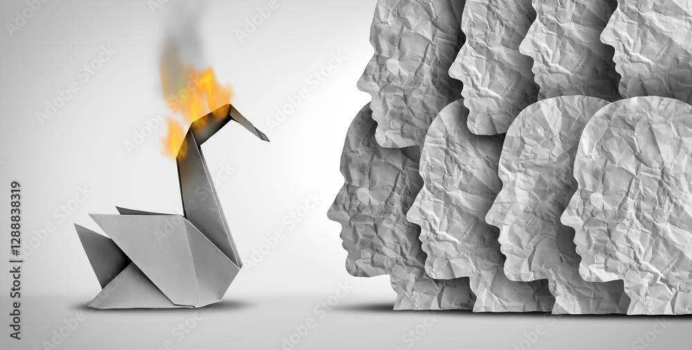 Φωτογραφία Bird Flu Community risk or Bird-Flu And Human Infection Spreading Highly Pathogenic Avian Influenza or HPAI to people as a virus from wild birds outbreak as a public safety symbol with origami