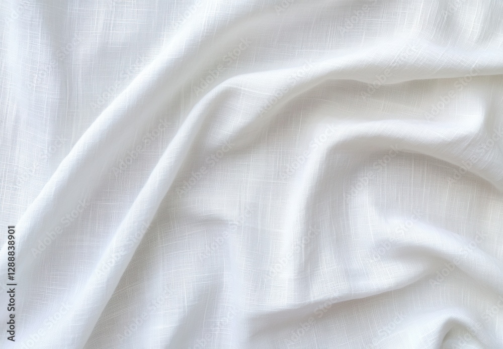 Fototapeta premium White textured fabric with soft folds and subtle light variations creating a smooth, elegant background