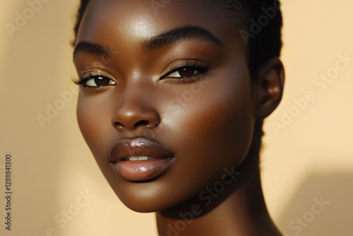 Stunning portrait of young african female with radiant skin