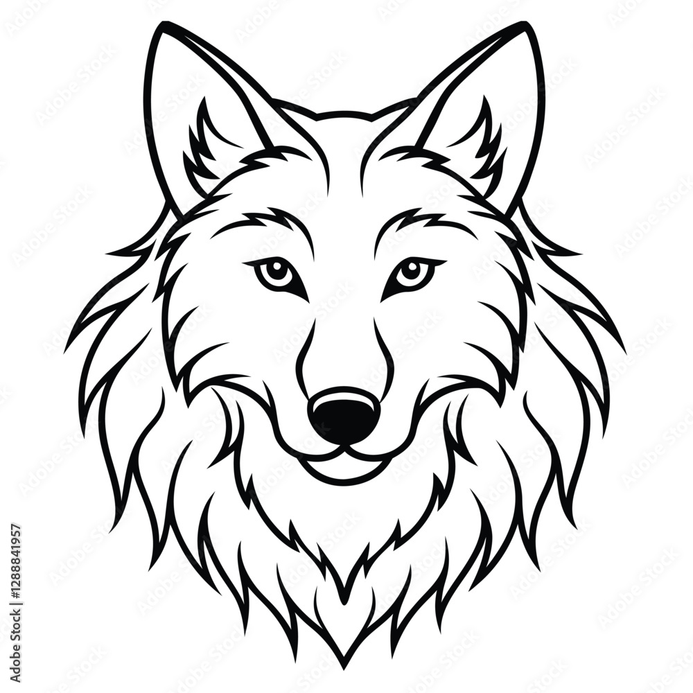 Naklejka premium wolf silhouette line art vector