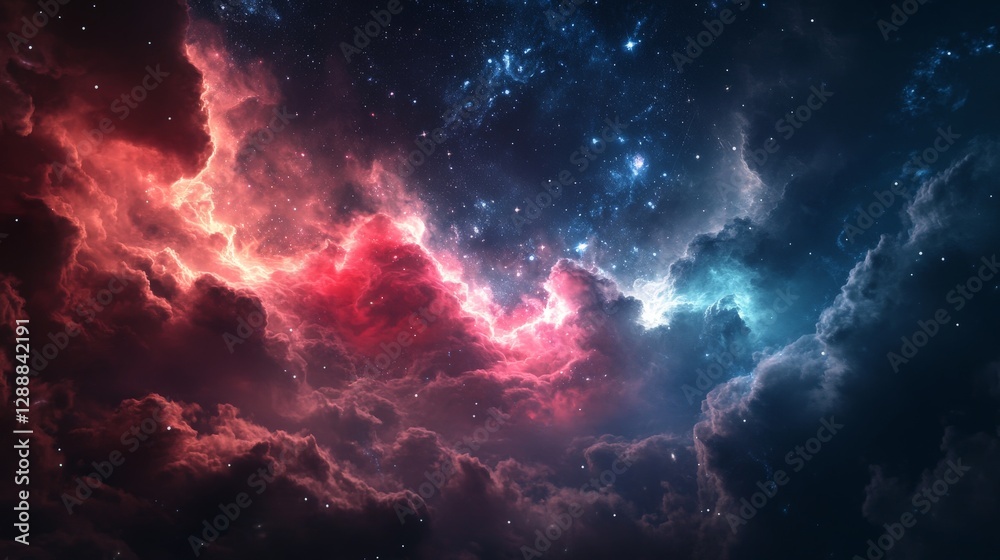 Fototapeta premium Cosmic cloudscape: vibrant nebula and stars in deep space
