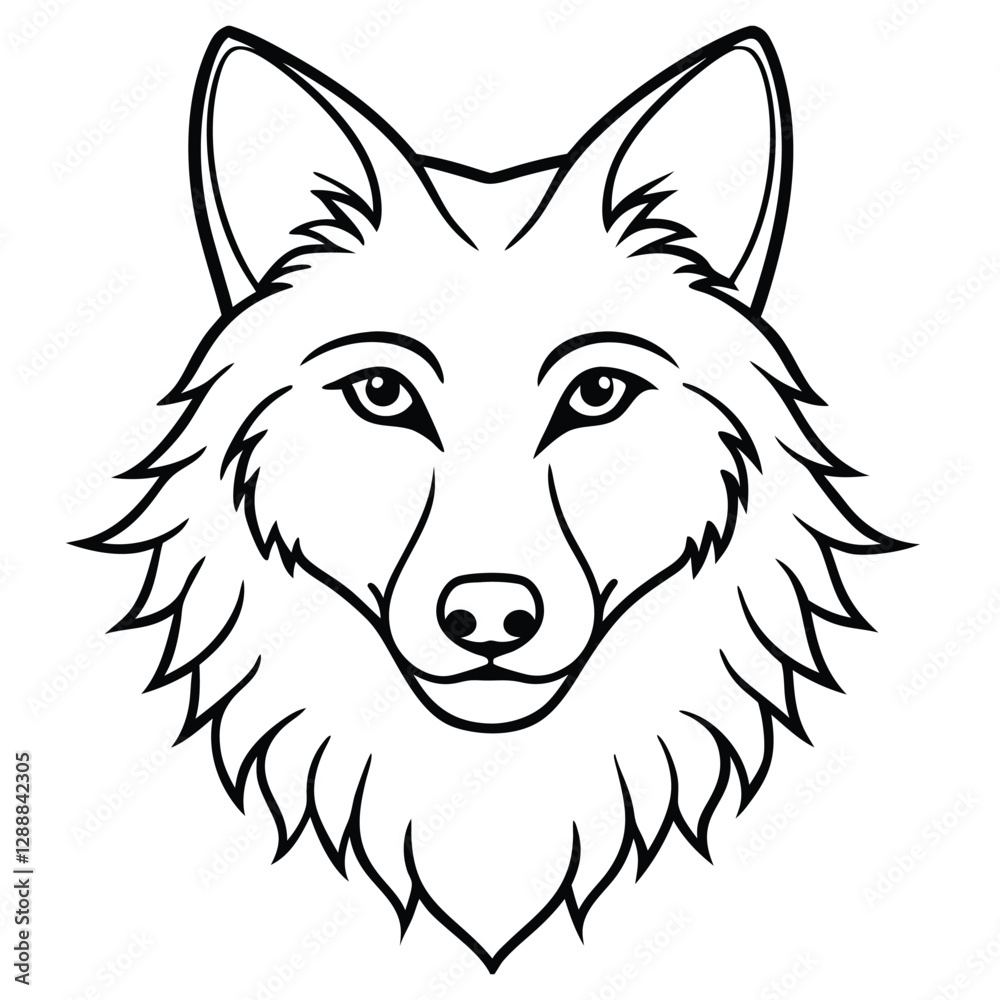Naklejka premium wolf silhouette line art vector