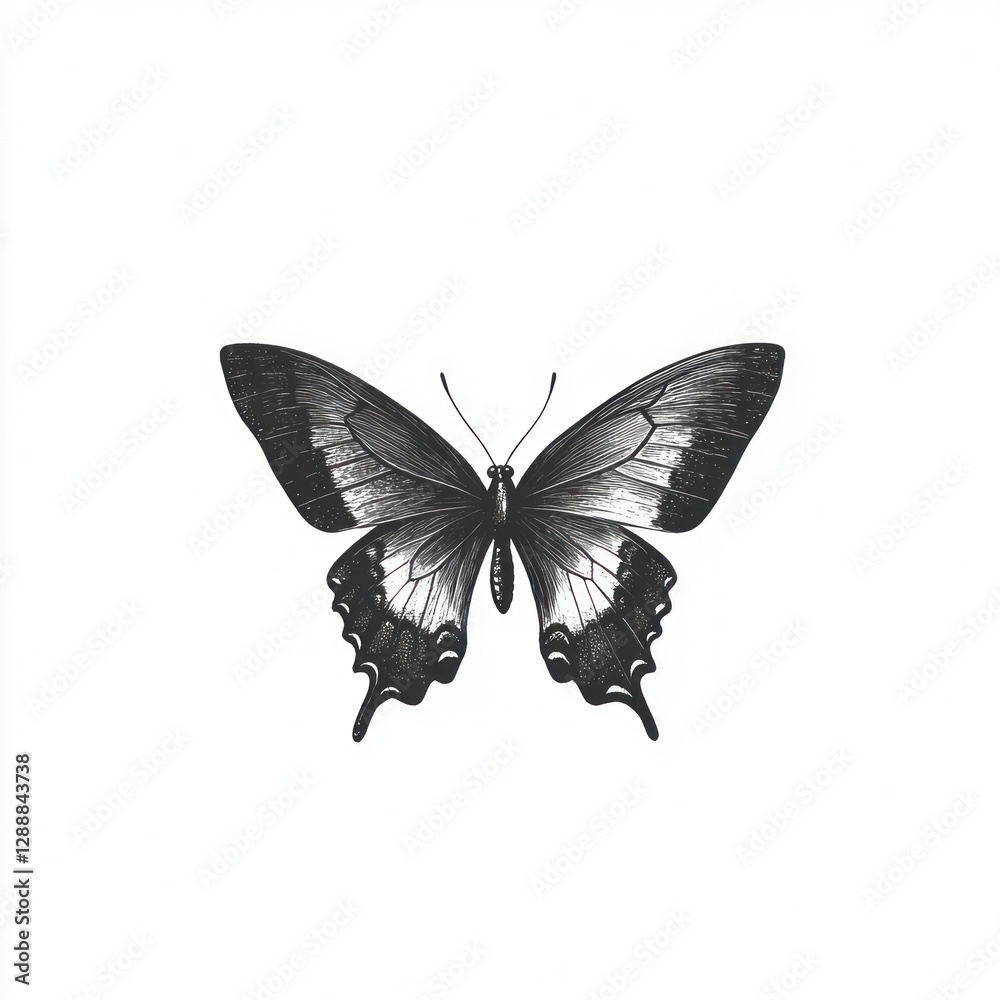 Fototapeta premium Monochrome Butterfly Illustration