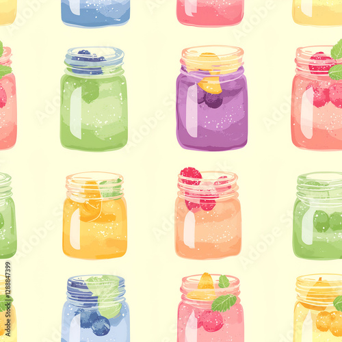 Colorful Refreshing Drink Jars Pattern