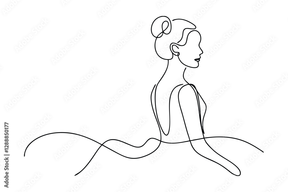 Elegant OneLine Drawing of a Woman in a Gown Elegant OneLine Drawing of a Woman in a Gown