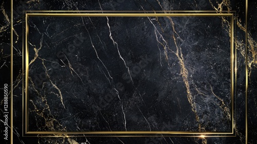 Elegant black marble background with golden frame accents.