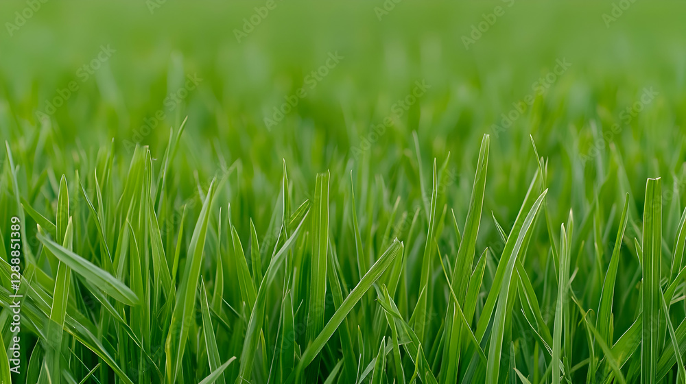 Closeup of Dew-Covered Green Grass Blades Closeup of Dew-Covered Green Grass Blades