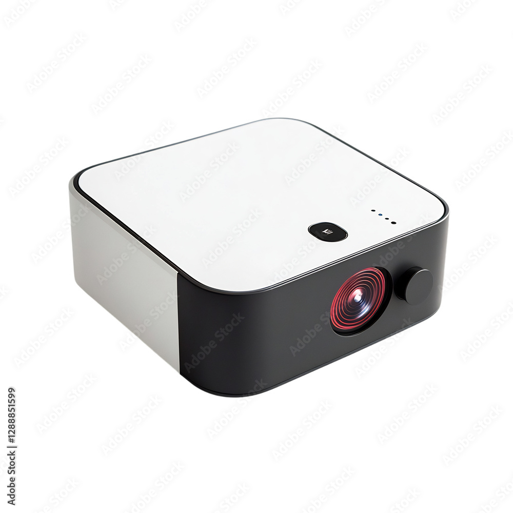 Obraz premium A Sleek Portable Projector with Wireless Connectivity Isolated on Transparent Background
