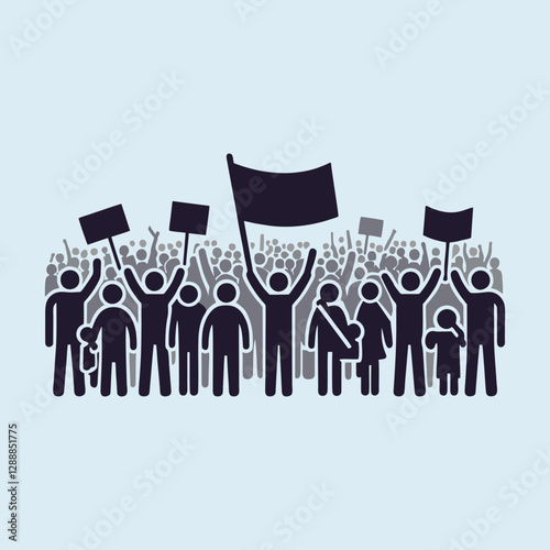 Large Protest Crowd with Banners and Signs - Social Movement & Activism