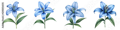 Gentle Blue Lily with Soft Gradients and Artistic Touch