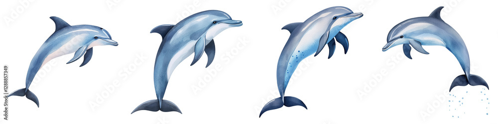 Fototapeta premium Graceful Dolphin Leaping Out of Water in Stunning Low Resolution