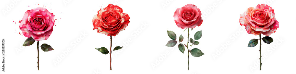 Gracefully Wilting Rose in Artistic Watercolor Style Gracefully Wilting Rose in Artistic Watercolor Style