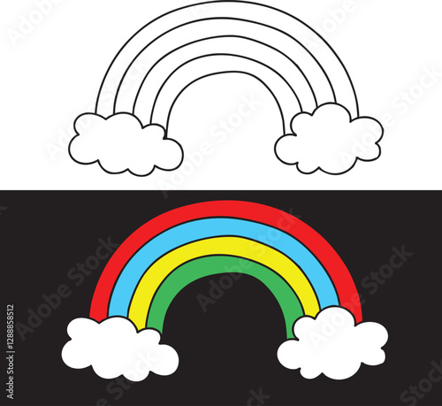 Set of rainbow icon. Clouds and rainbow icon set in different style. Rainbow icon on white background. Vector icon.