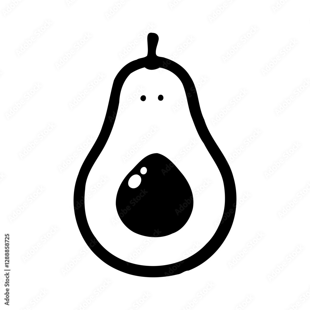 Stylized Avocado Cutout Silhouette with Seed Stylized Avocado Cutout Silhouette with Seed