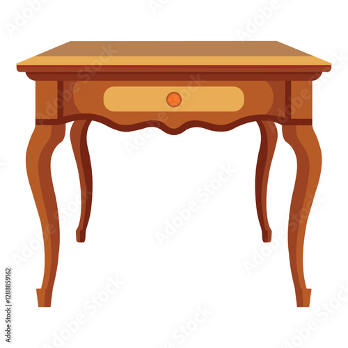 Classic Wooden Table on White Background