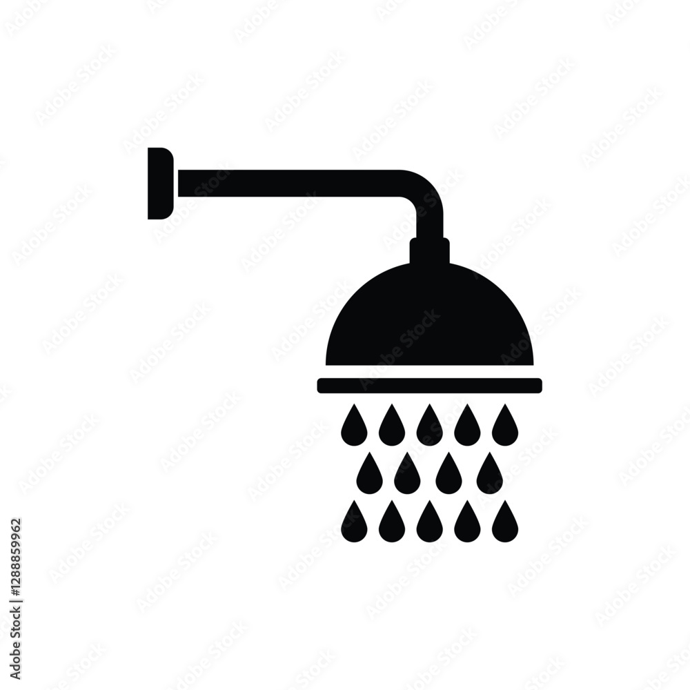 Shower flat vector icon design against a white background Shower flat vector icon design against a white background