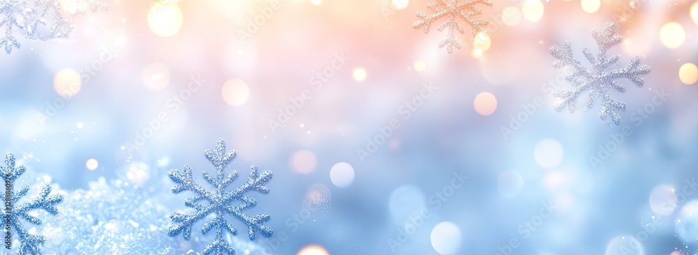 Winter Snowflake Background with Bokeh Lights Winter Snowflake Background with Bokeh Lights