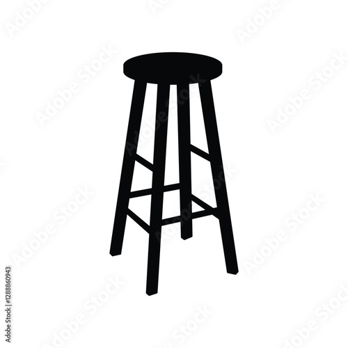 Wooden bar stool black and white flat vector icon design