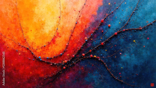 Abstract background with wavy lines in bright colors.