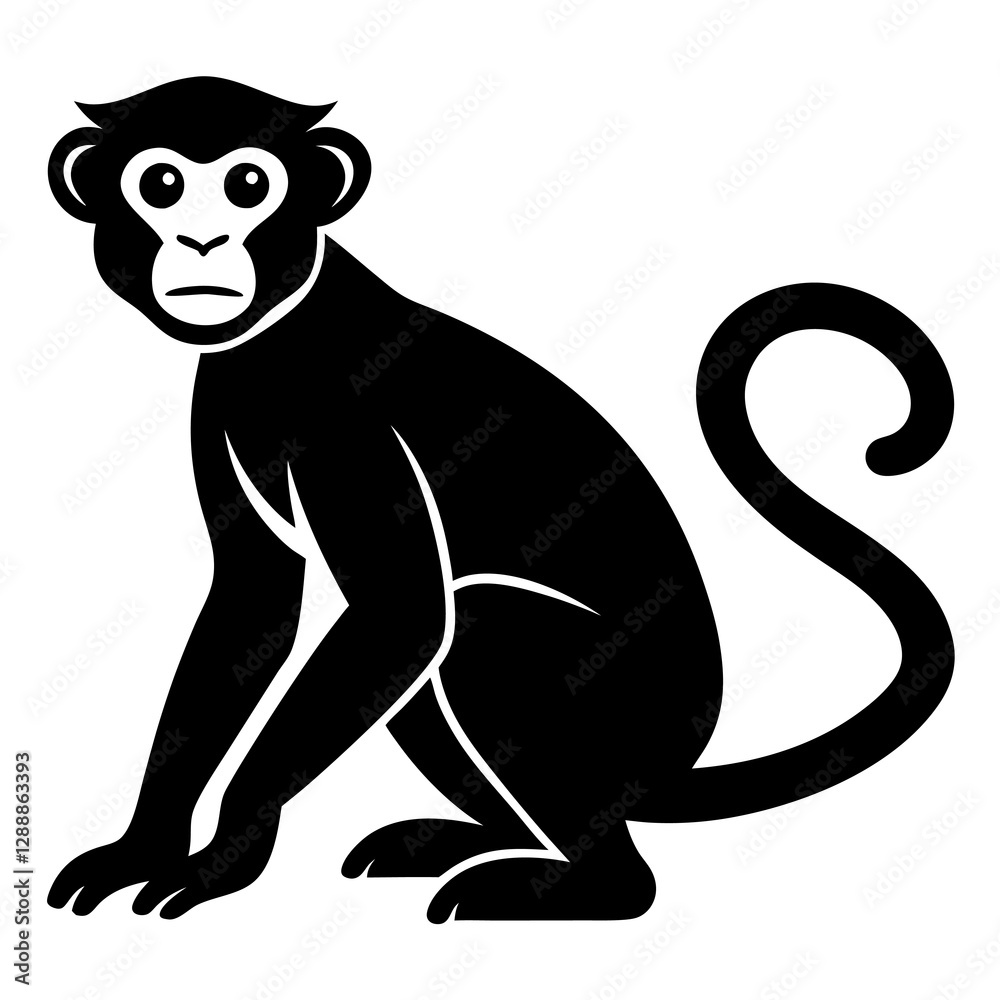 Fototapeta premium Modern Monkey Silhouette Icon High-Resolution Vector File.