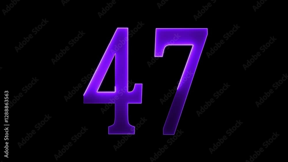 47 text animation by purple color neon on black background. 47 text animation by purple color neon on black background.