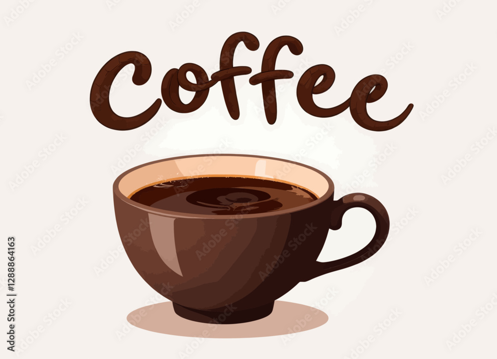 Obraz premium Coffee cup illustration with cursive text above it