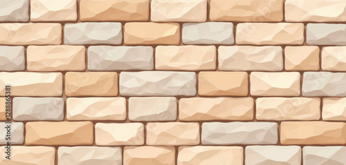 Cream and tan brick wall pattern with rough texture
