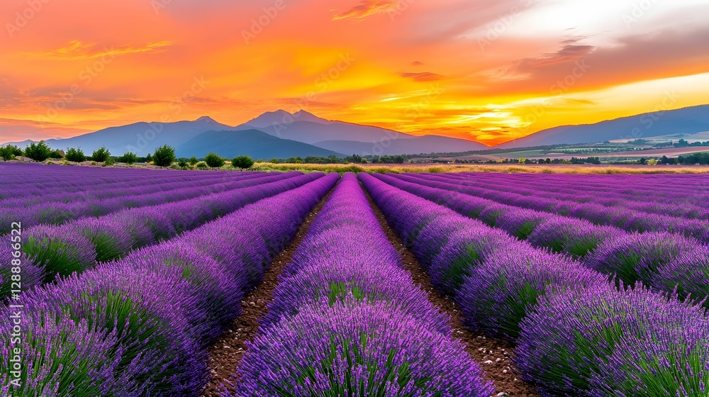 Fototapeta premium Lavender Field at Sunset - Provence Landscape