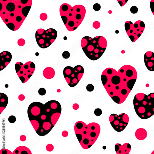 red heart seamless background. Vector  valentine's day pattern