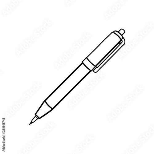 A clip art of school pen outline on white background 