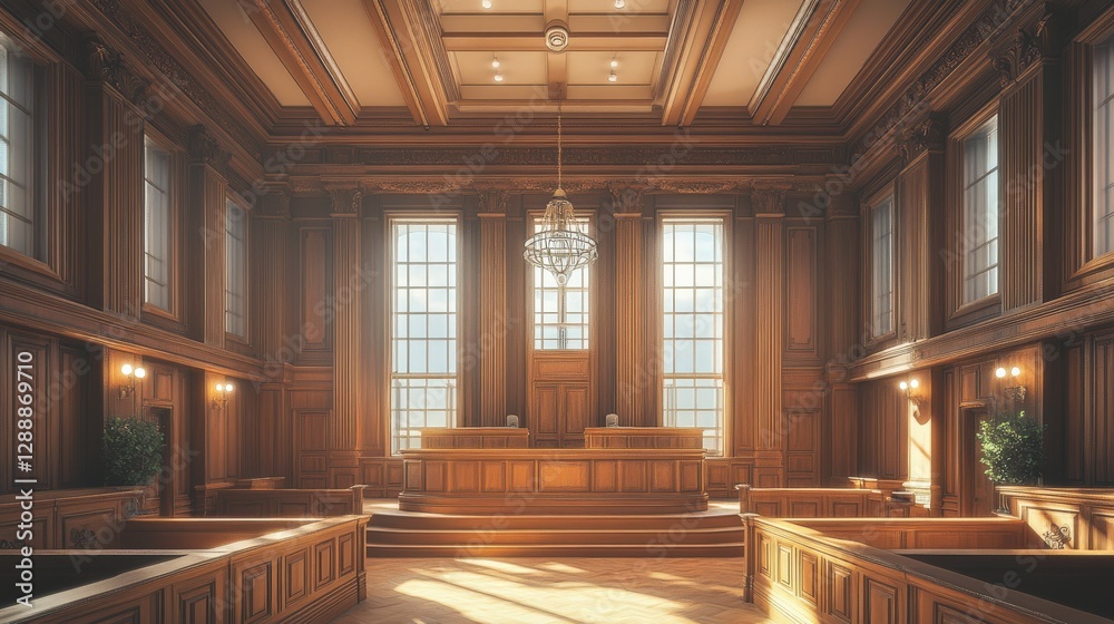 Inside the courtroom, tables, chairs, and lobby Inside the courtroom, tables, chairs, and lobby