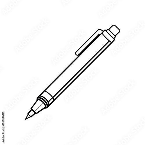 A clip art of school pen outline on white background 