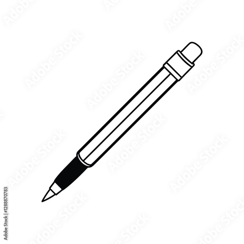 A clip art of school pen outline on white background 