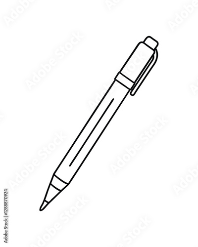 A clip art of school pen outline on white background 