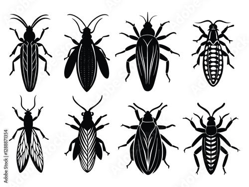 European corn borer silhouette 08 set