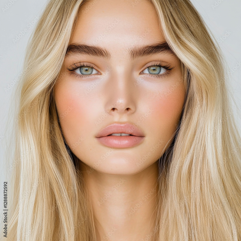 Natural Beauty Portrait of Young Caucasian Woman with Long Blonde Hair and Minimalist Makeup Natural Beauty Portrait of Young Caucasian Woman with Long Blonde Hair and Minimalist Makeup