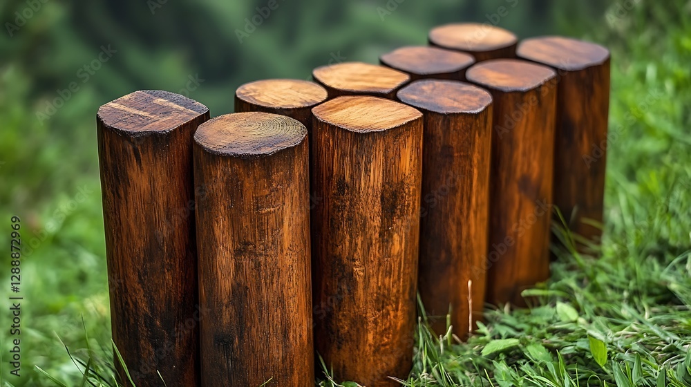 Wooden Logs Border Outdoor