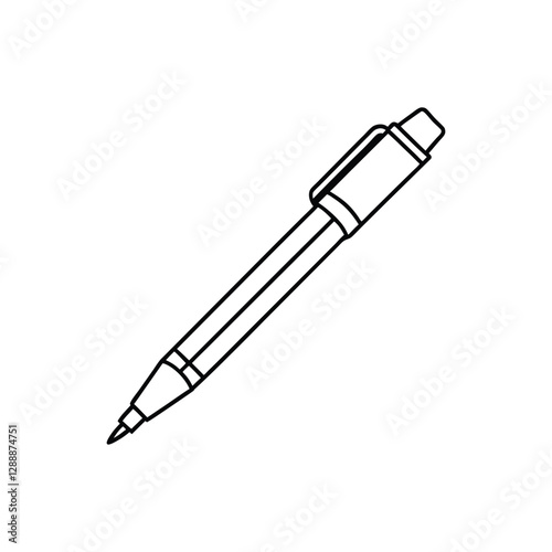 A clip art of school pen outline on white background 